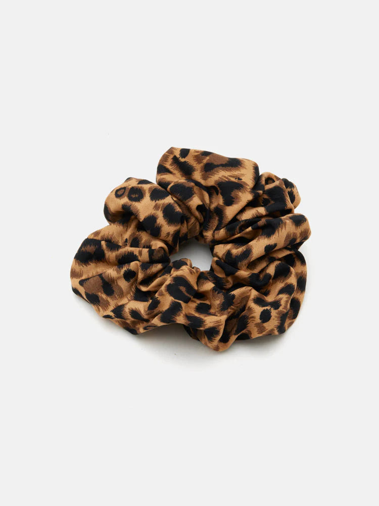 PAZZION, Yulissa Leopard Print Scrunchie, Brown