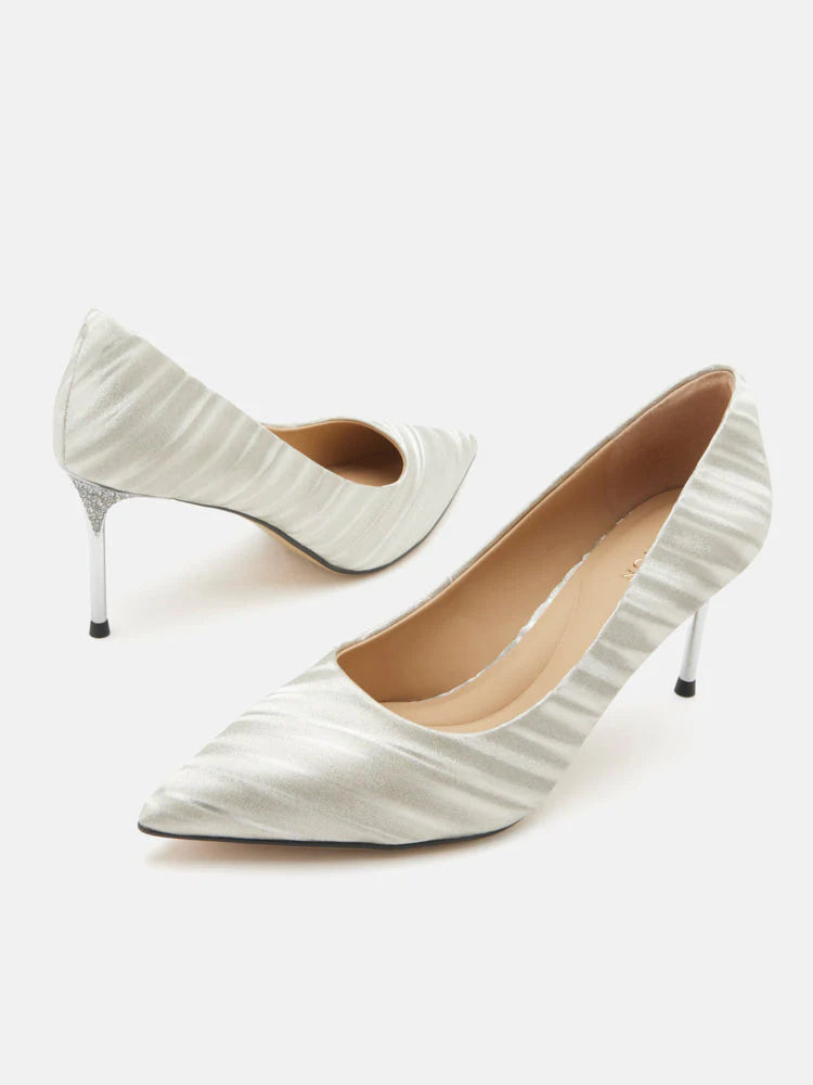 PAZZION, Zephyra Glitter Pointed Toe Heels, Gold