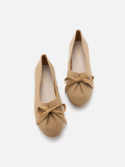 PAZZION, Adriana Tied Bow Moccasins, Camel