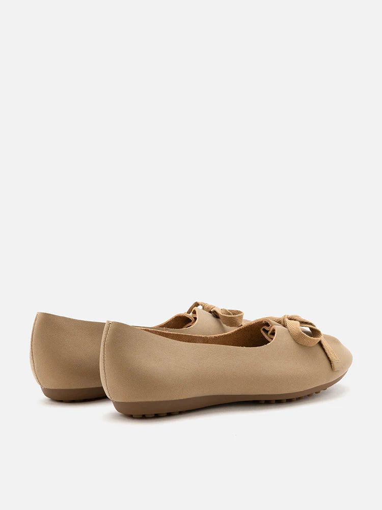 PAZZION, Adriana Tied Bow Moccasins, Camel