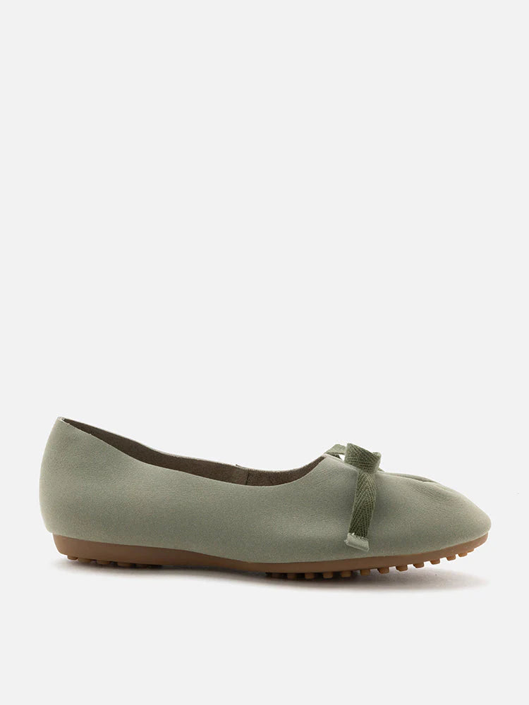 PAZZION, Adriana Tied Bow Moccasins, Green