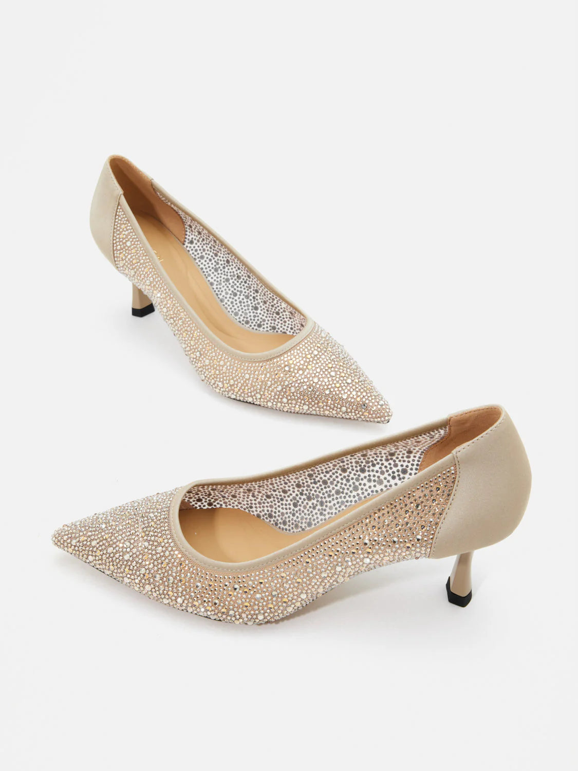 PAZZION, Agatha Crystal Embellished Pointed Toe Heels, Almond