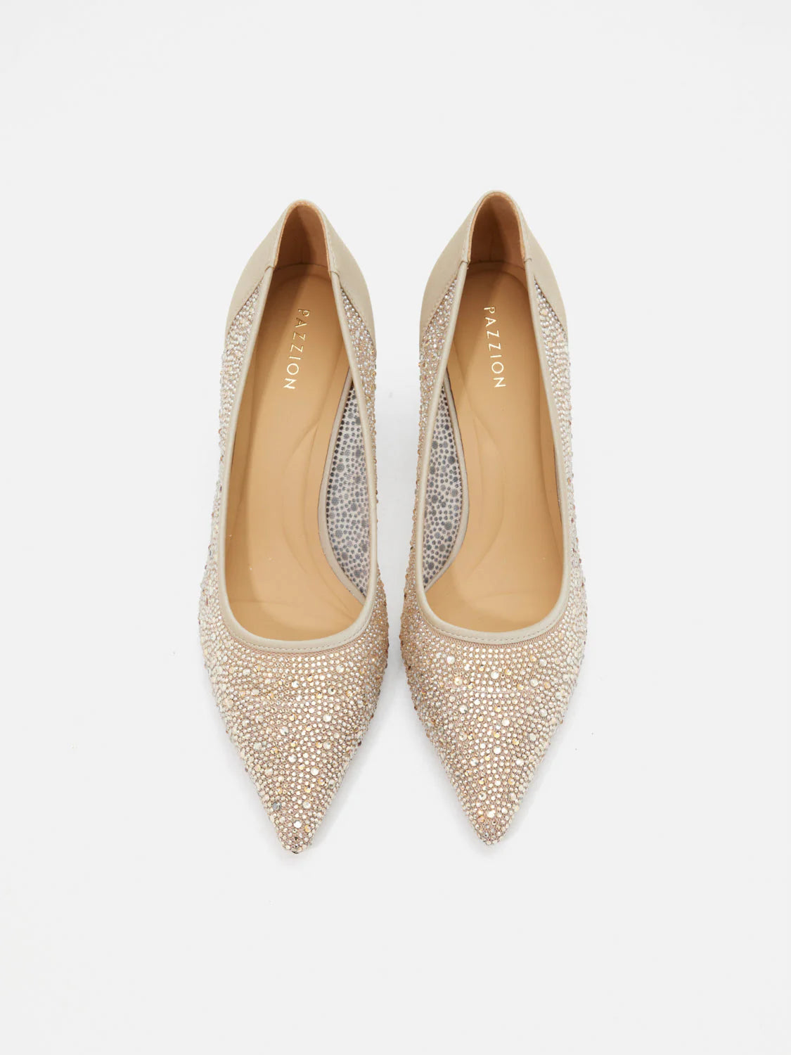 PAZZION, Agatha Crystal Embellished Pointed Toe Heels, Almond