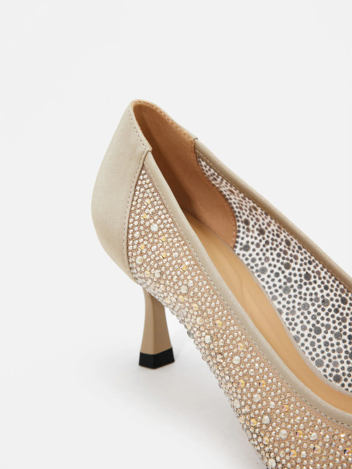 PAZZION, Agatha Crystal Embellished Pointed Toe Heels, Almond
