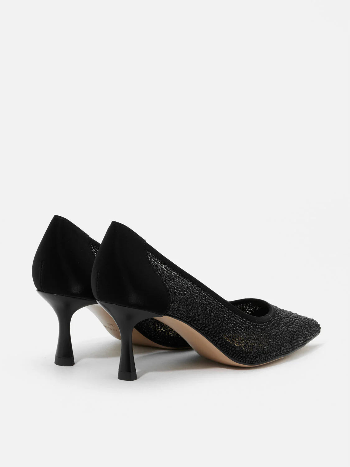 PAZZION, Agatha Crystal Embellished Pointed Toe Heels, Black