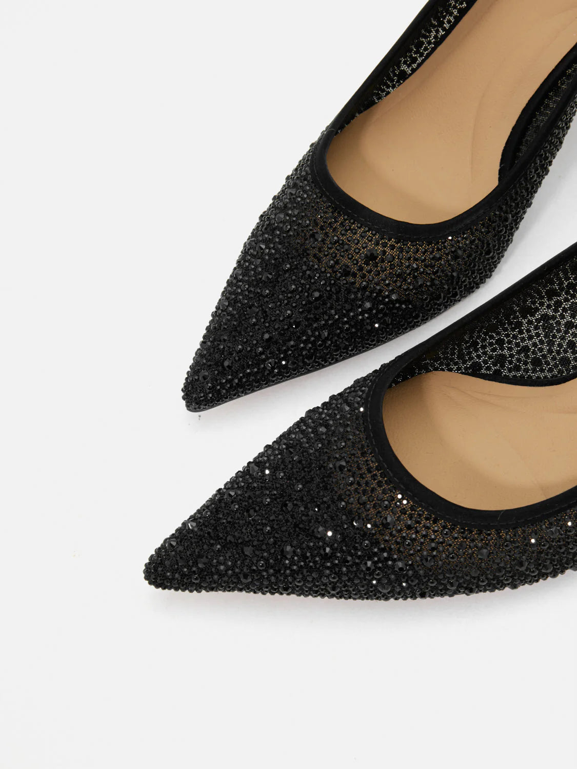 PAZZION, Agatha Crystal Embellished Pointed Toe Heels, Black