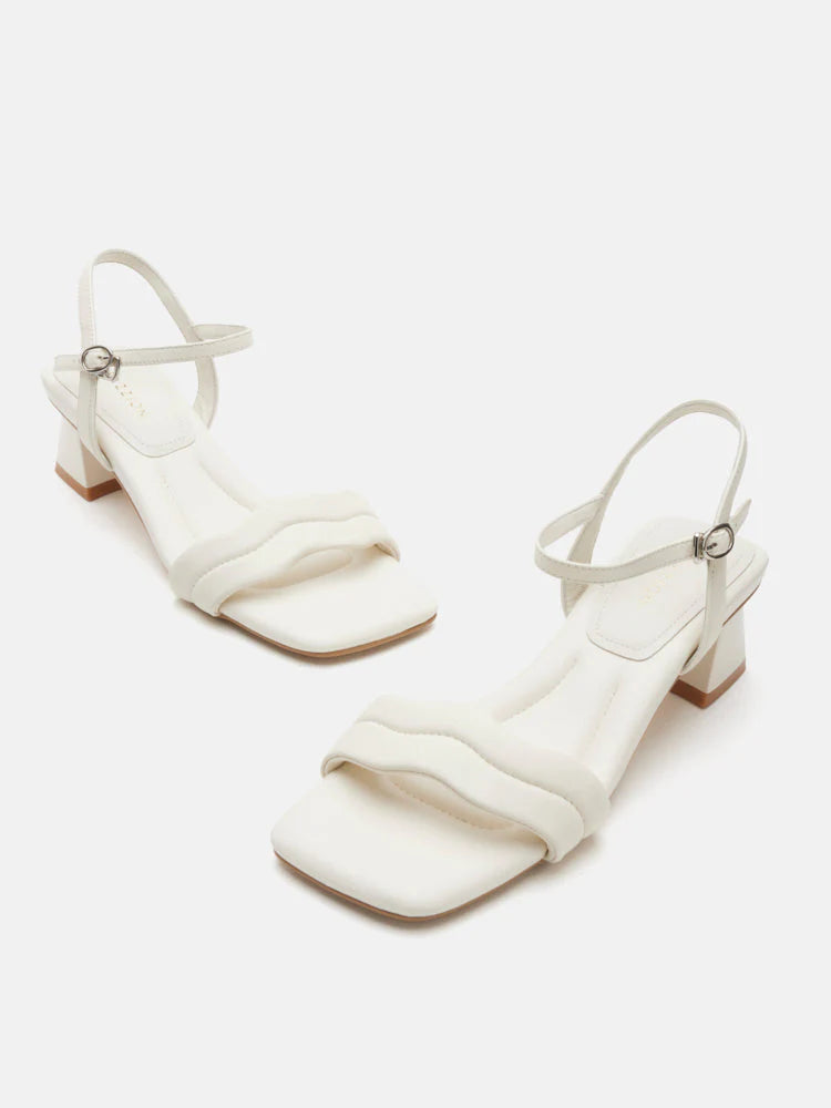 PAZZION, Alaina Pillow Strappy Heels, Beige