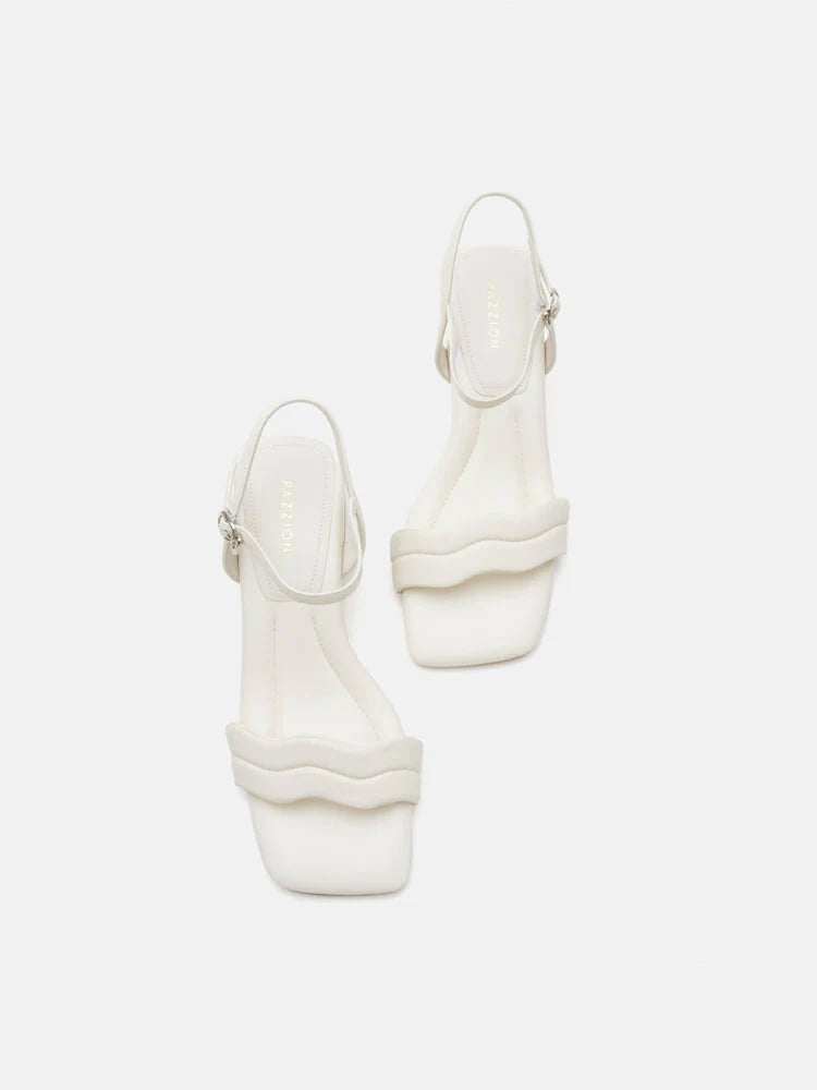 PAZZION, Alaina Pillow Strappy Heels, Beige