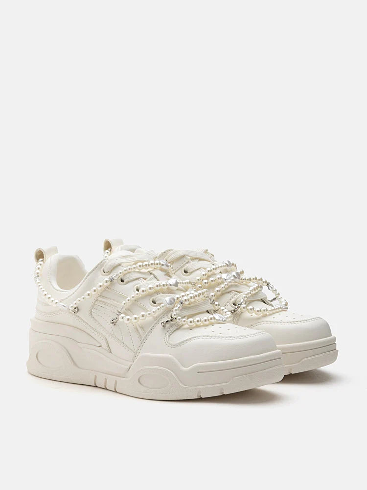 PAZZION, Alessia Pearls Sneakers, Beige