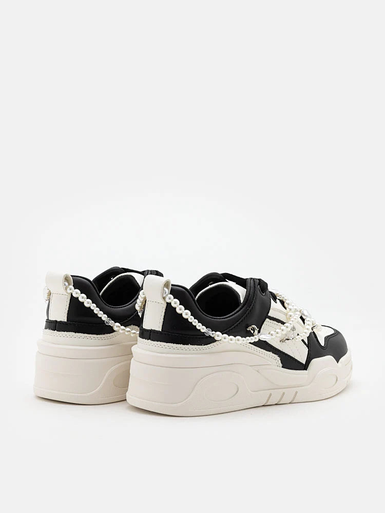 PAZZION, Alessia Pearls Sneakers, Black