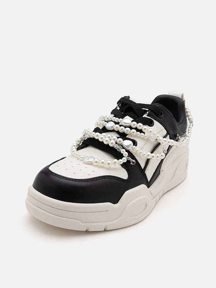 PAZZION, Alessia Pearls Sneakers, Black