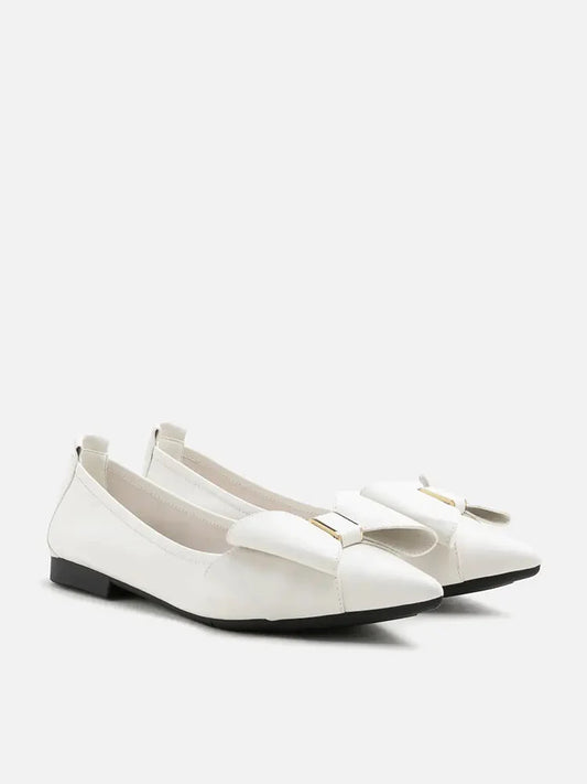 PAZZION, Alicia Bow Point-Toe Flats, Beige