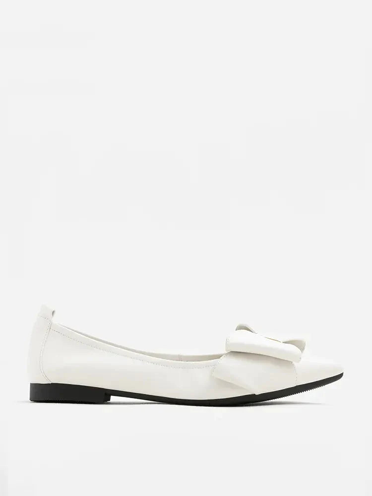 PAZZION, Alicia Bow Point-Toe Flats, Beige