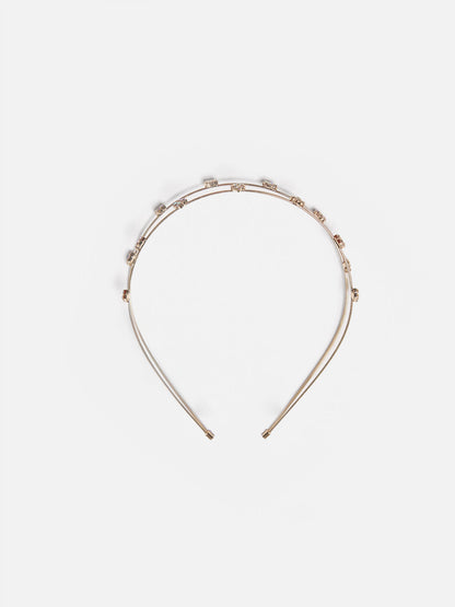 PAZZION, Allegra Diamante Double Hair Band, Gold