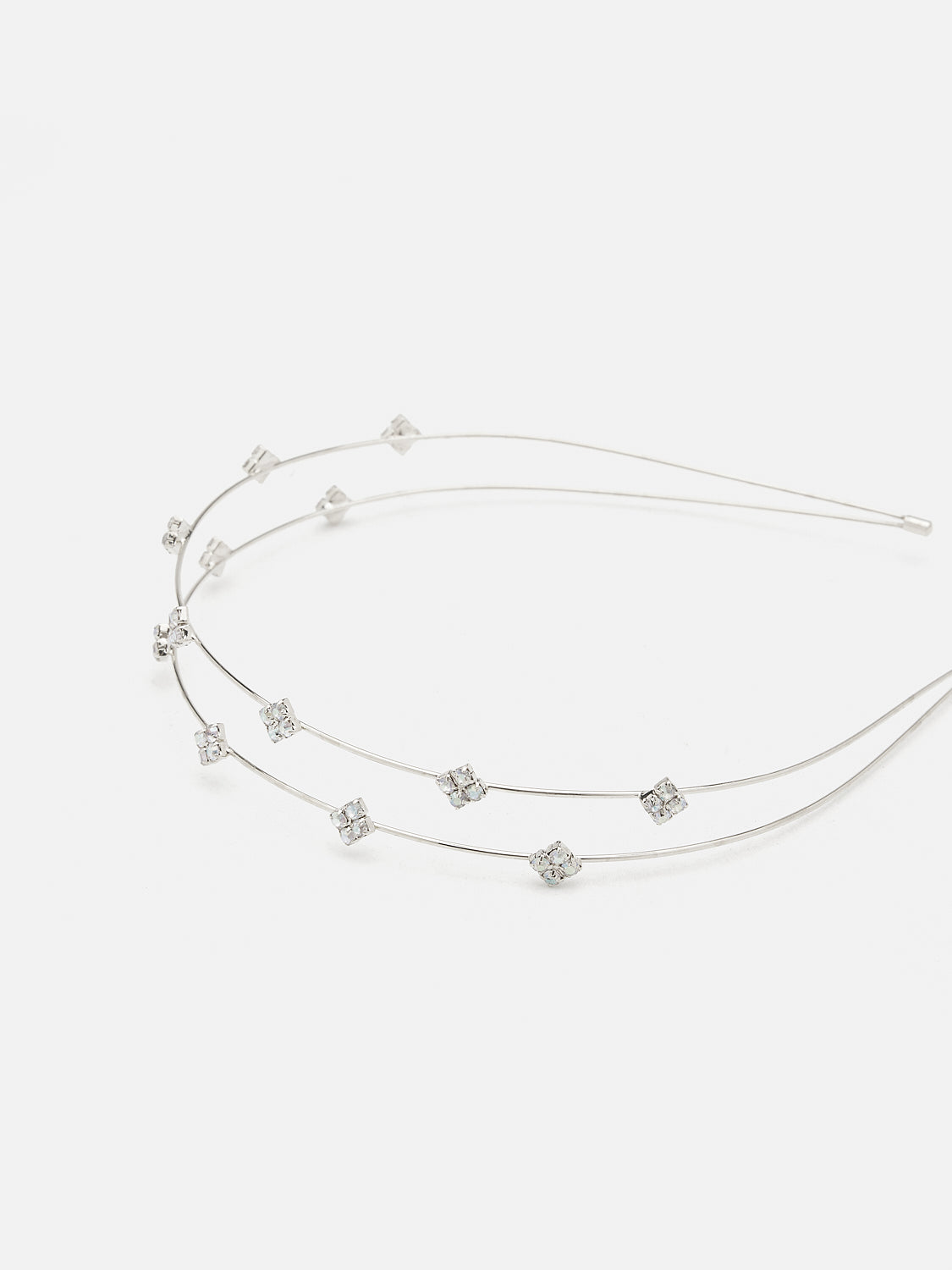 PAZZION, Allegra Diamante Double Hair Band, Silver