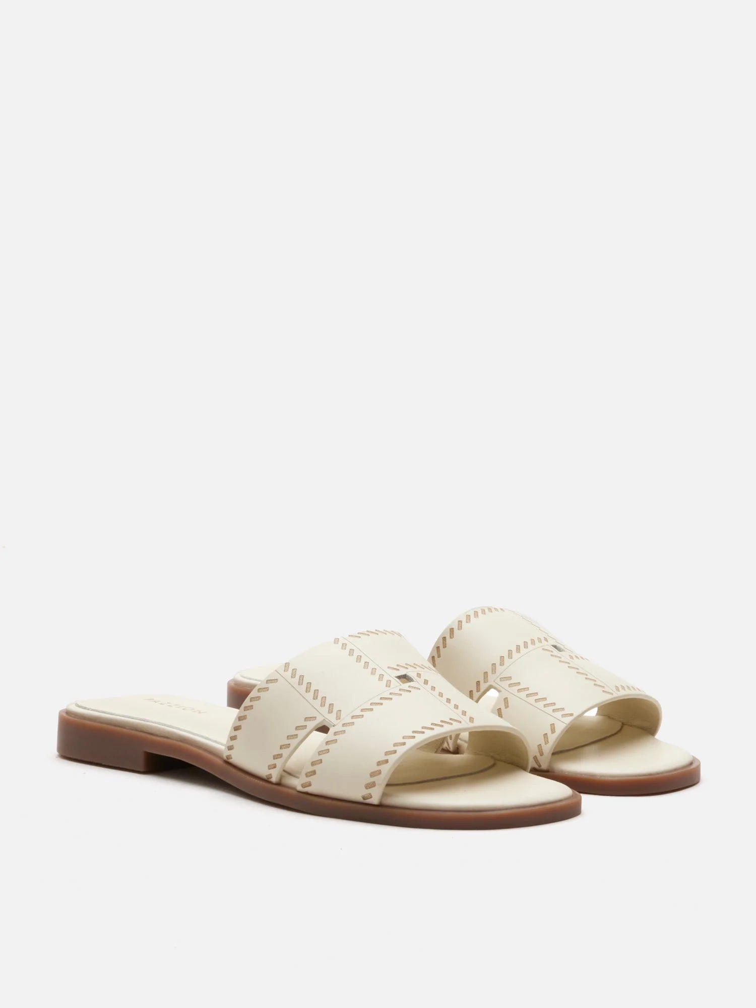 PAZZION, Alouette Woven Leather Slides, Beige