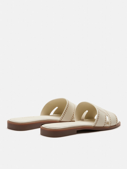 PAZZION, Alouette Woven Leather Slides, Beige