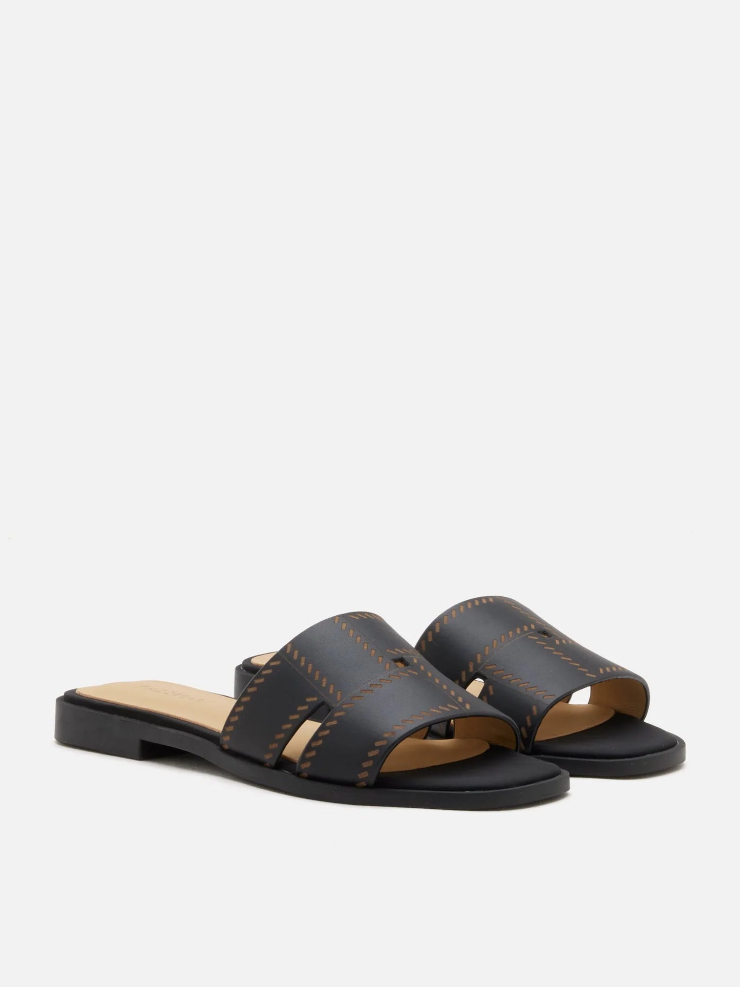 PAZZION, Alouette Woven Leather Slides, Black