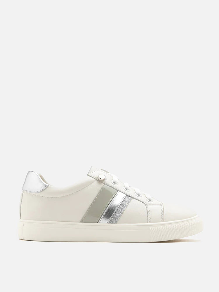 PAZZION, Althea Metallic Trim Sneakers, Silver