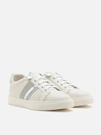 PAZZION, Althea Metallic Trim Sneakers, Silver