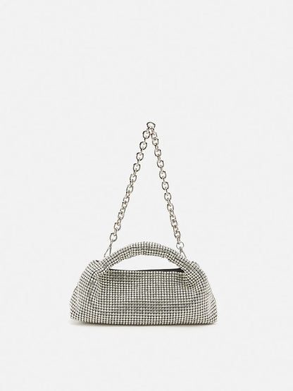 PAZZION, Amelia Diamante Embellished Bag, Silver