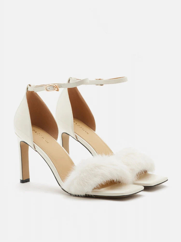 PAZZION, Amelie Ankle Strap Heels, Beige