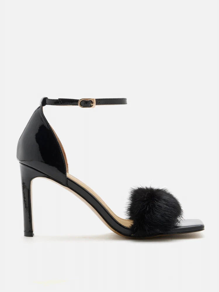 PAZZION, Amelie Ankle Strap Heels, Black