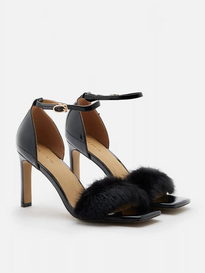 PAZZION, Amelie Ankle Strap Heels, Black