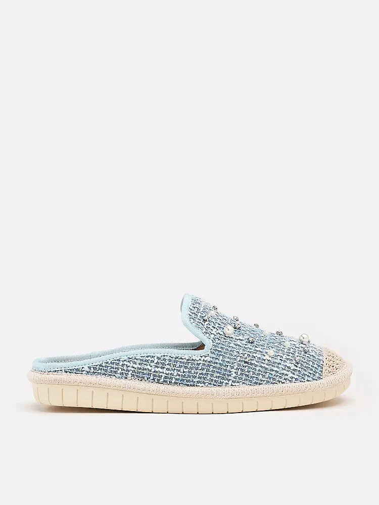 PAZZION, Andrina Pearl Espadrille Mules, Blue