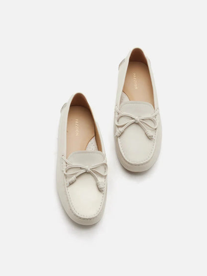 PAZZION, Aria Bow Knot Moccasins, Beige