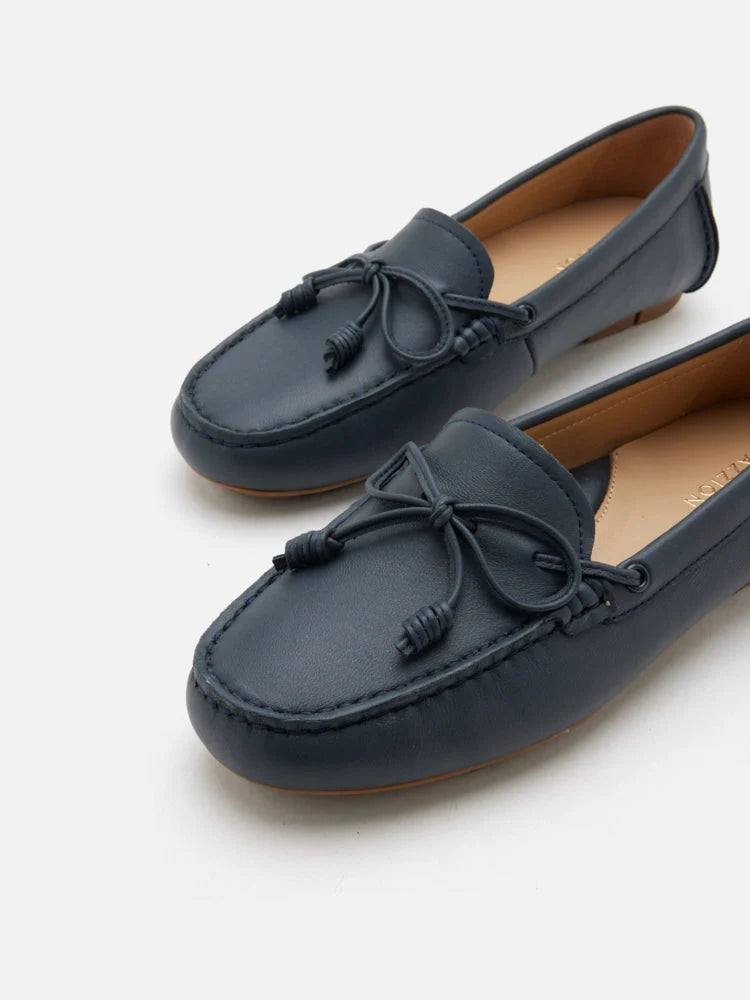 PAZZION, Aria Bow Knot Moccasins, Darkblue