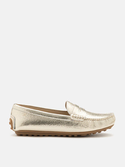 PAZZION, Ariana Metallic Penny Moccasins, Gold