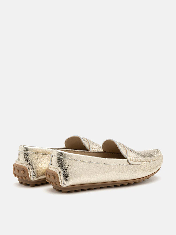 PAZZION, Ariana Metallic Penny Moccasins, Gold