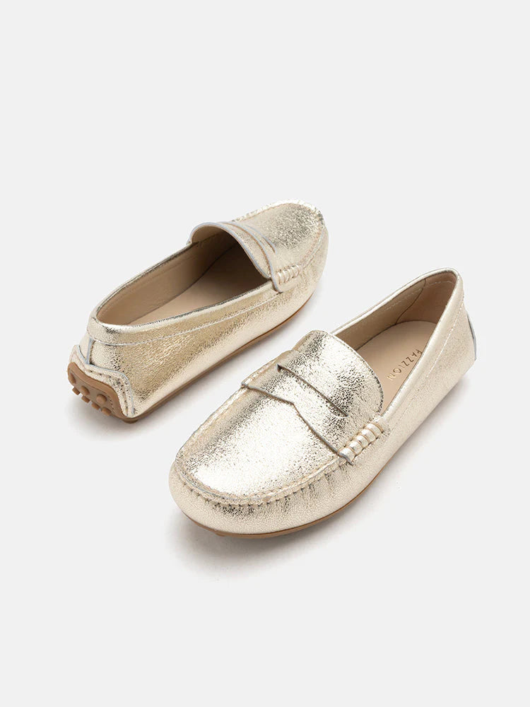 PAZZION, Ariana Metallic Penny Moccasins, Gold