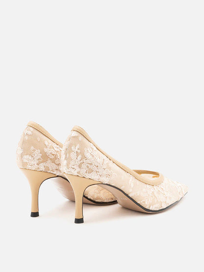 PAZZION, Ariella Lace Stiletto Pumps, Almond