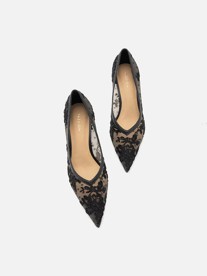 PAZZION, Ariella Lace Stiletto Pumps, Black