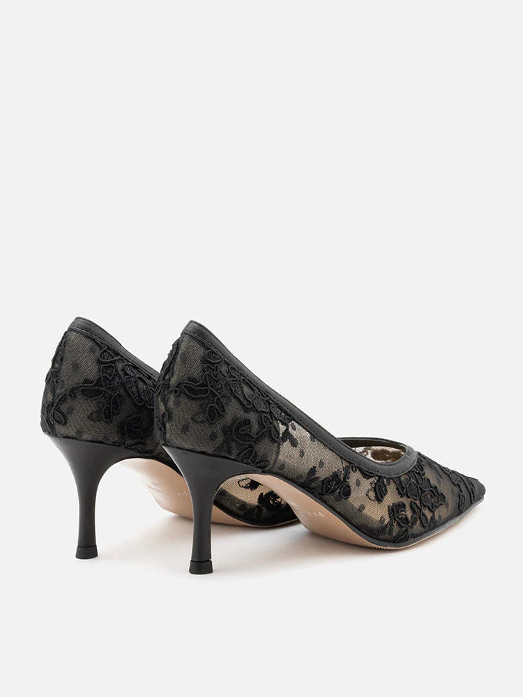 PAZZION, Ariella Lace Stiletto Pumps, Black