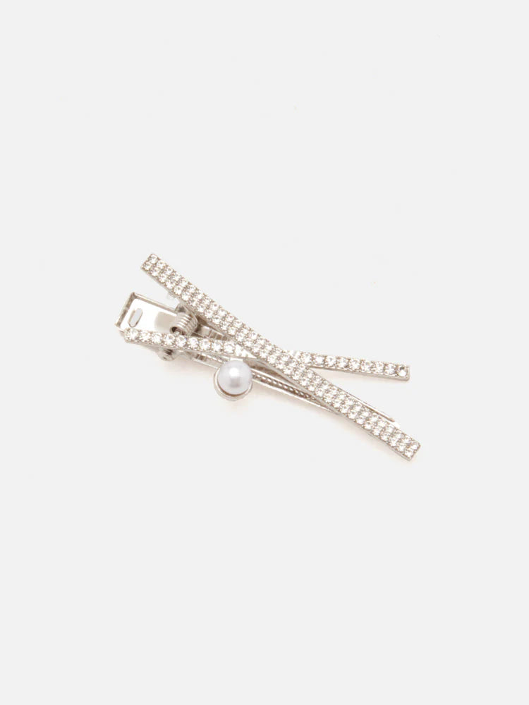 PAZZION, Arielle Diamante Hair Clip, Silver