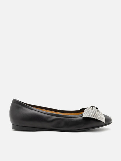 PAZZION, Arlene Diamante Bow Flats, Black