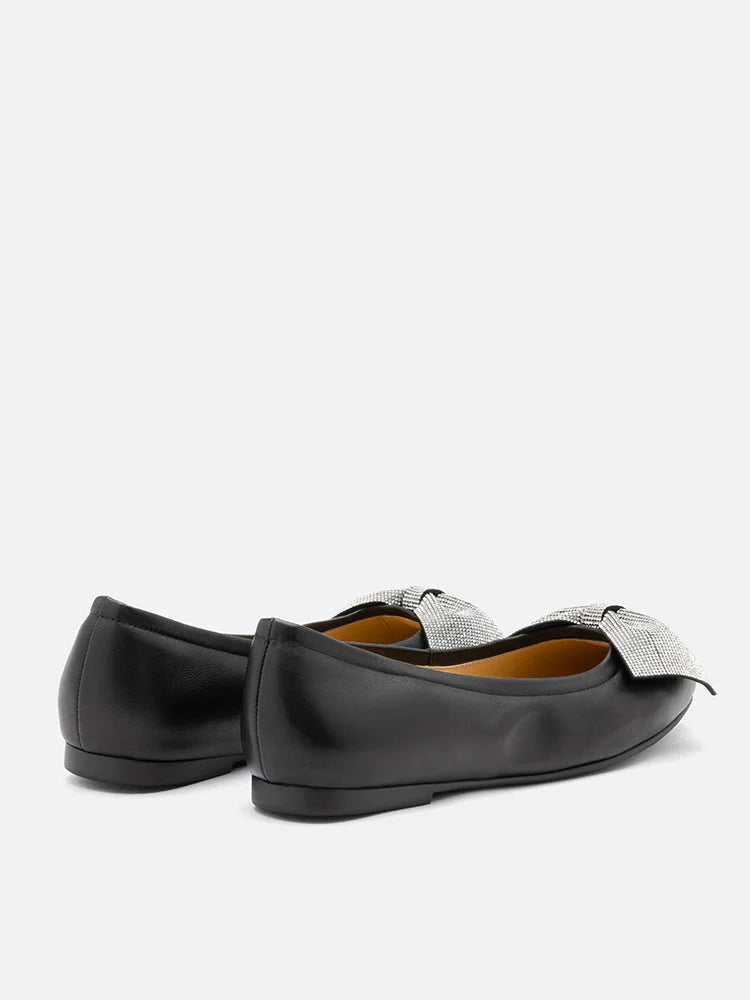 PAZZION, Arlene Diamante Bow Flats, Black