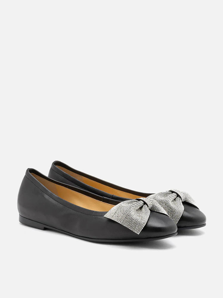 PAZZION, Arlene Diamante Bow Flats, Black