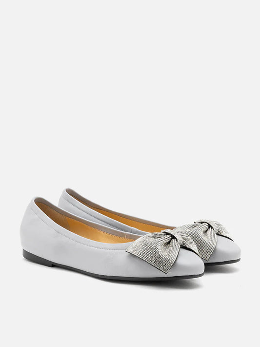 PAZZION, Arlene Diamante Bow Flats, Grey