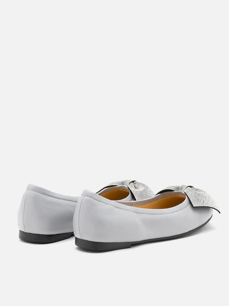 PAZZION, Arlene Diamante Bow Flats, Grey