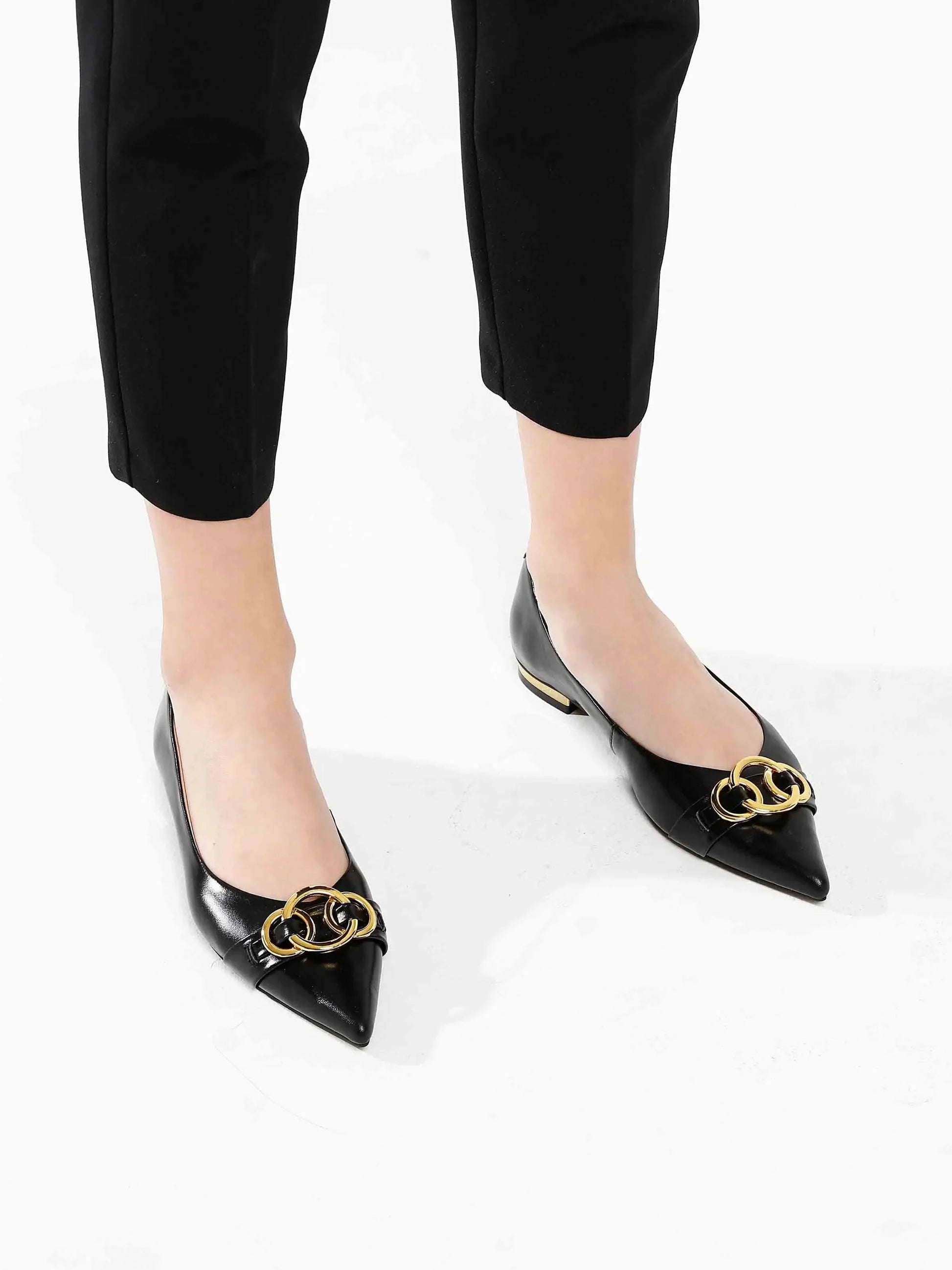 PAZZION, Ashland Pointed-Toe Ballet Flats, Black