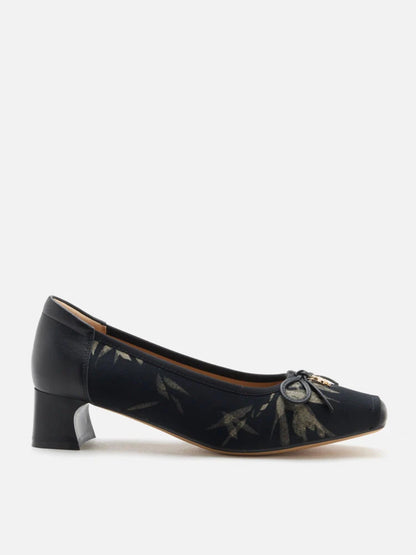 PAZZION, Ashlyn Printed Bow Heels, Black