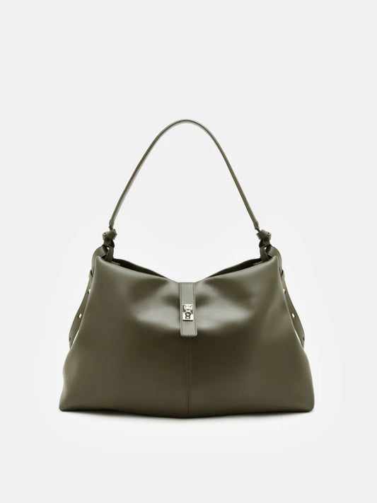 PAZZION, Athena Twist Lock Buckled Bag, Green