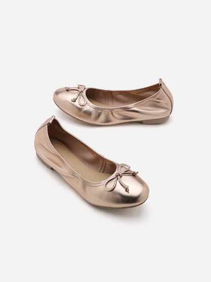 PAZZION, Avery Bow Covered Flats, Champagne