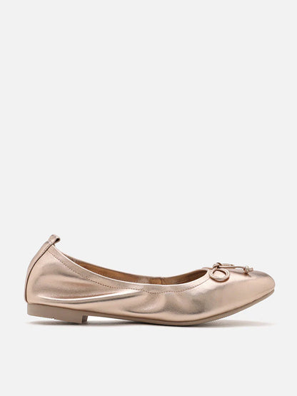 PAZZION, Avery Bow Covered Flats, Champagne