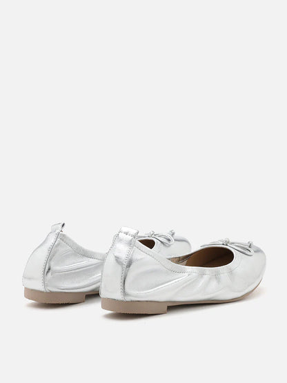 PAZZION, Avery Bow Covered Flats, Silver