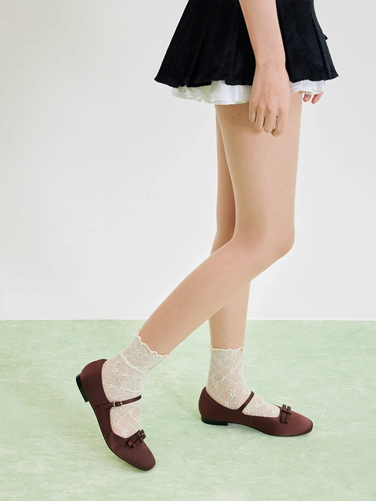 PAZZION, Aylin Silk Double Bow Mary Janes, Brown